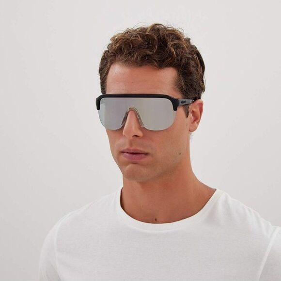 NEW Gucci GG1645S003 Black Grey Silver Mirrored Unisex Mask Sunglasses